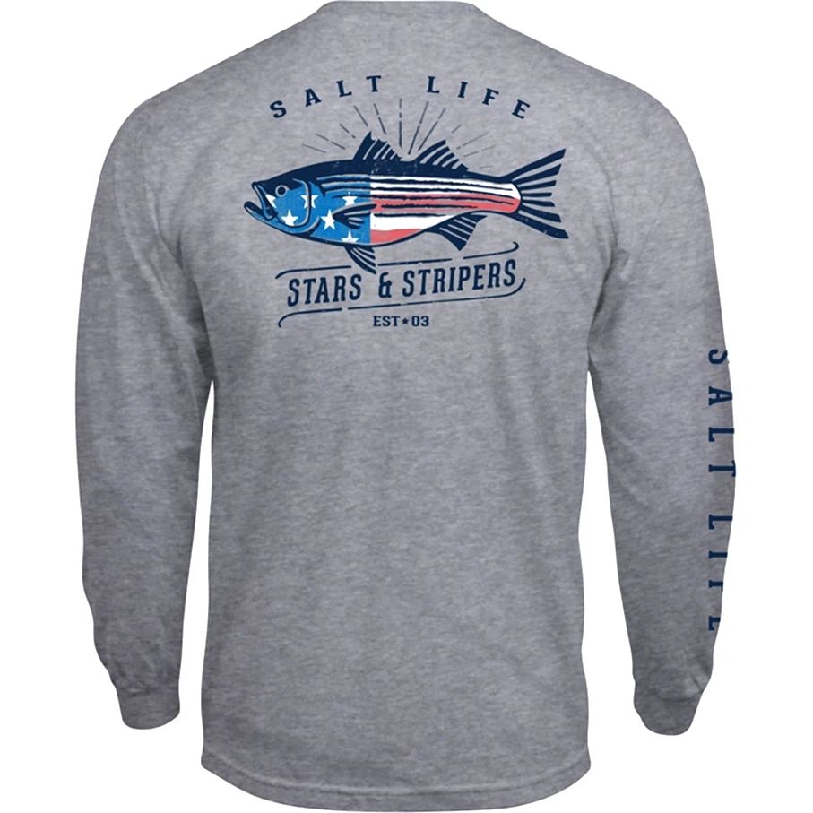 Mens Salt Life Stars & Stripers Pocket Graphic L/S T-Shirt - XL & Large - NWT