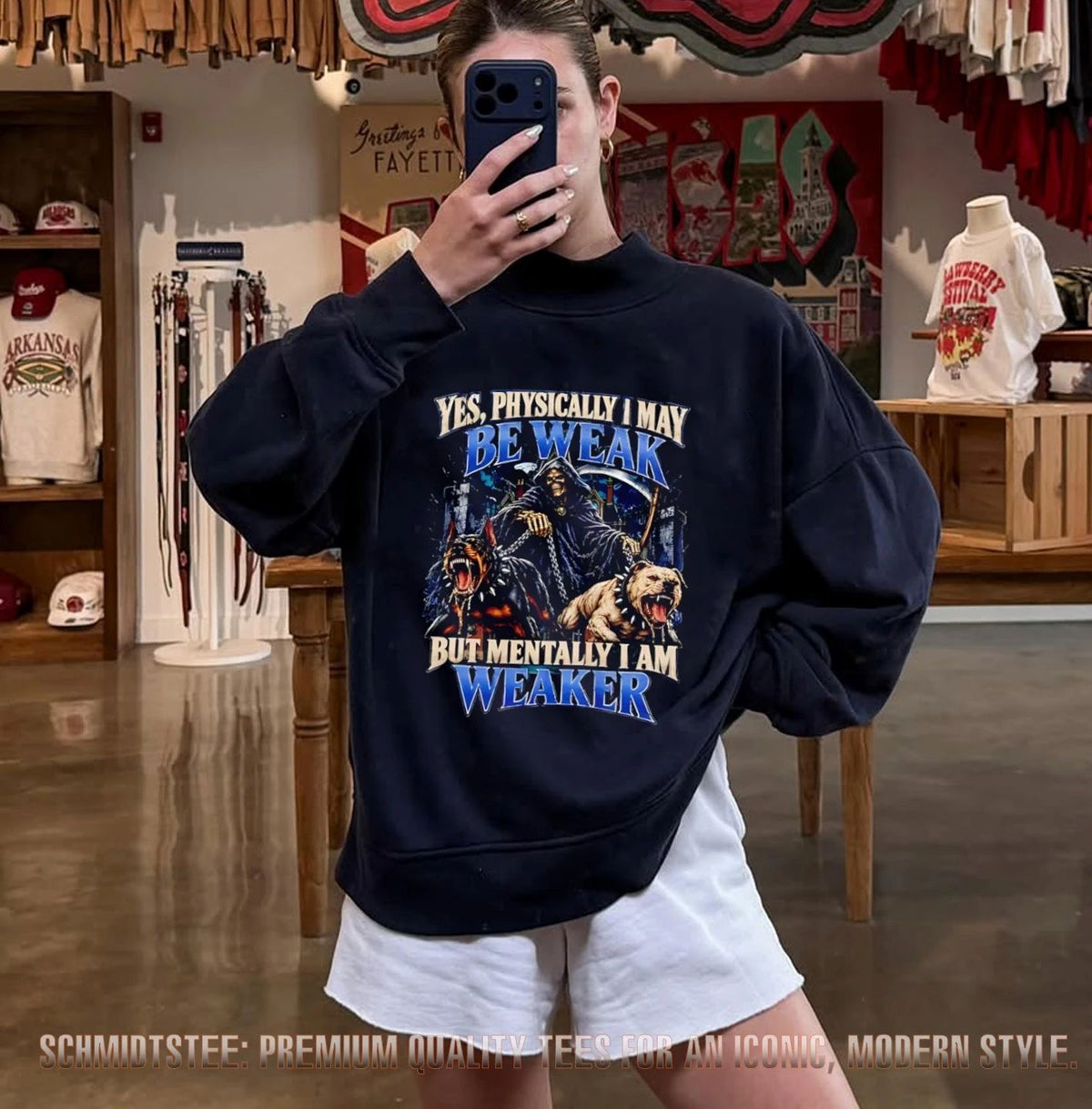 Yes Physically I May Be Weak But Mentally I Am Weaker shirt