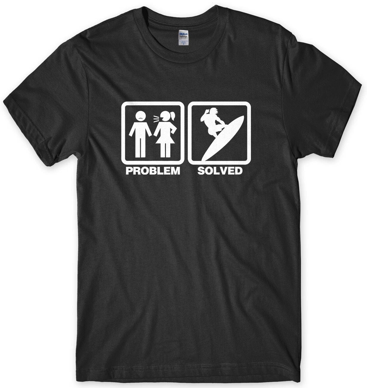 Problem Solved Surfing Surfer Mens Funny Unisex T-Shirt