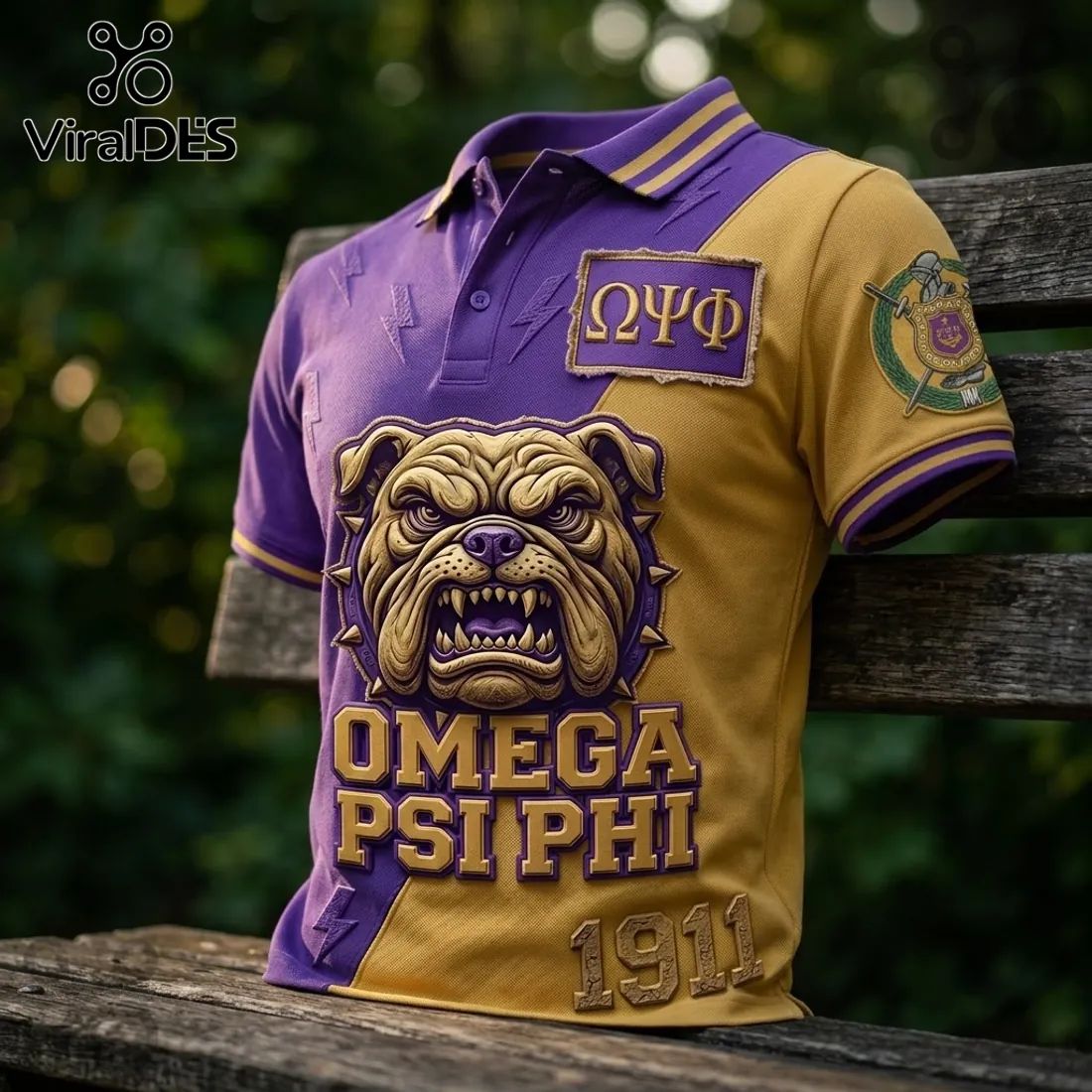 Omega Psi Phi Two-Tone Bulldog Polo Shirt