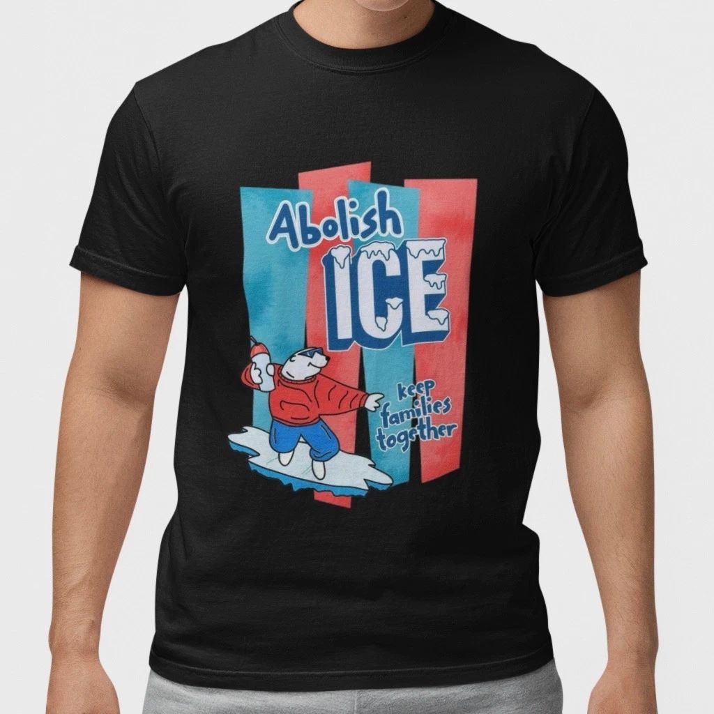 Abolish ICE Graphic T Shirt Protest Streetwear Political Unisex Tee Black White