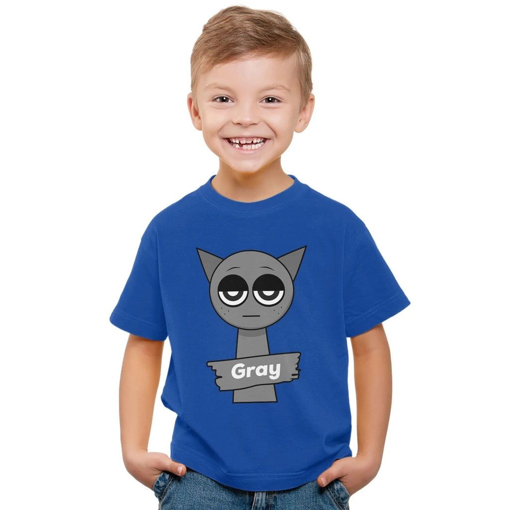 Sprunki Gray Kids T-Shirt Funny Sprunki Kids Shirt Boys Girls Gray Youth Tee