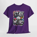 Stay Weird smiley graffiti Tee | colorful splatter street art