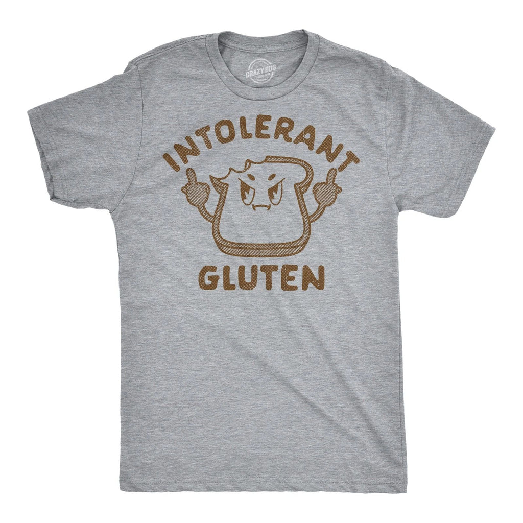 Mens Funny T Shirts Intolerant Gluten Sarcastic Food Graphic Novelty Tee for Men