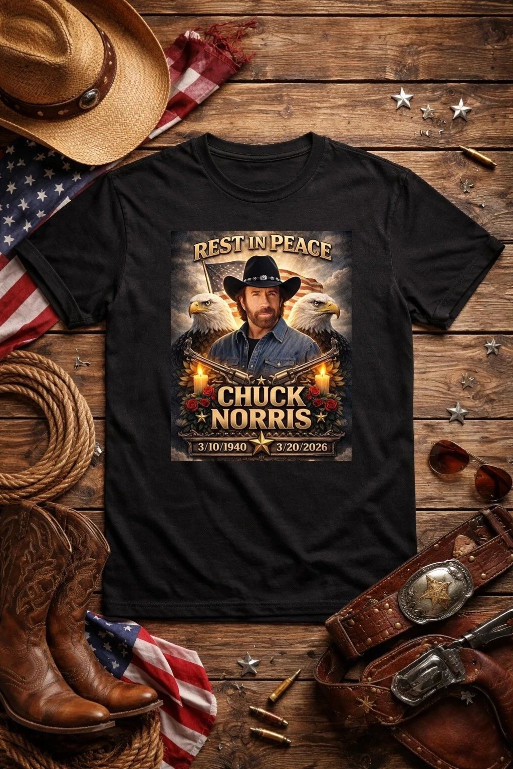 Chuck Norris Rest in Peace T Shirt RIP Unisex S-5XL