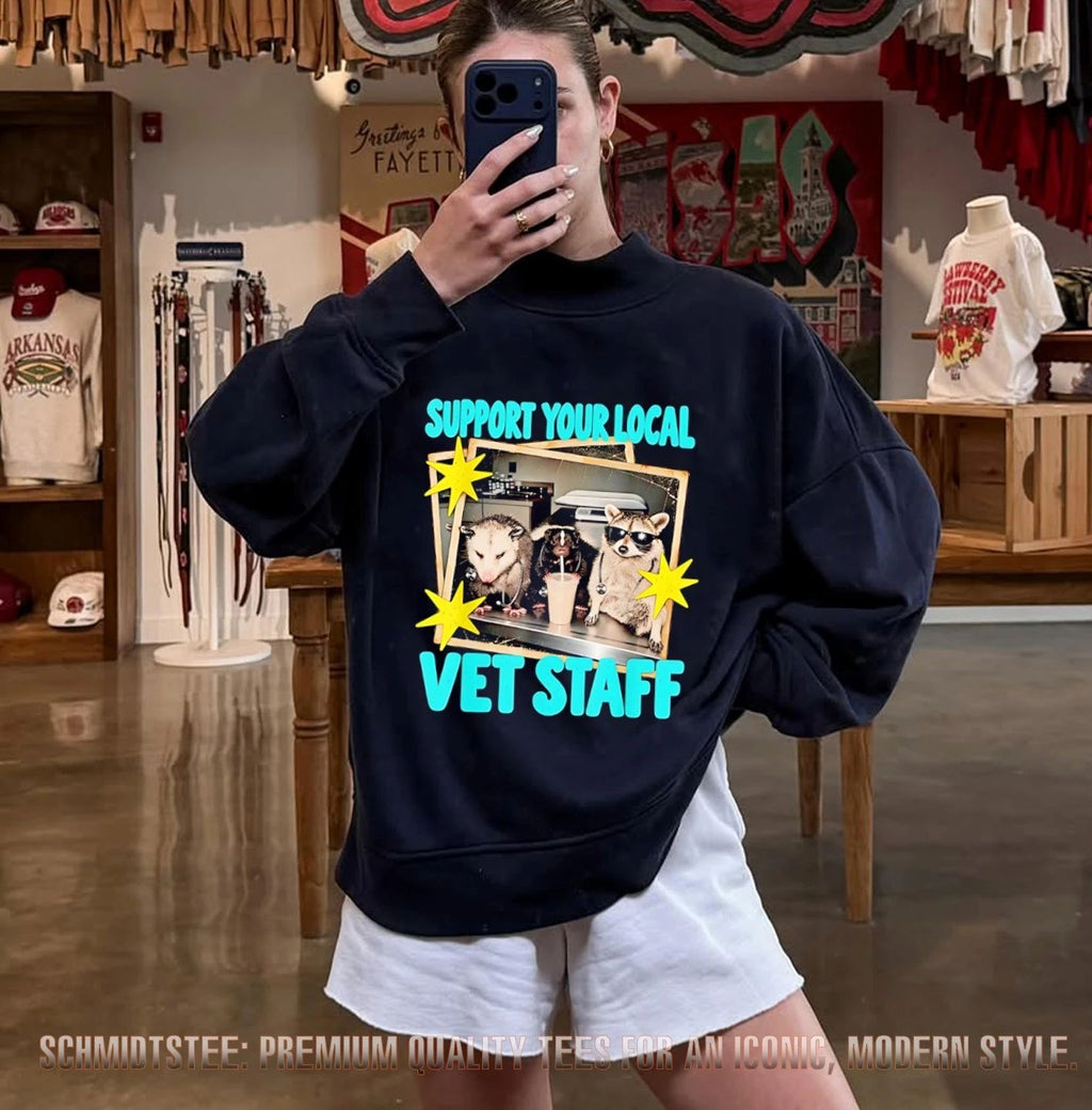 Support Your Local Vet Staff Opossum Skunk and Raccoon shirt