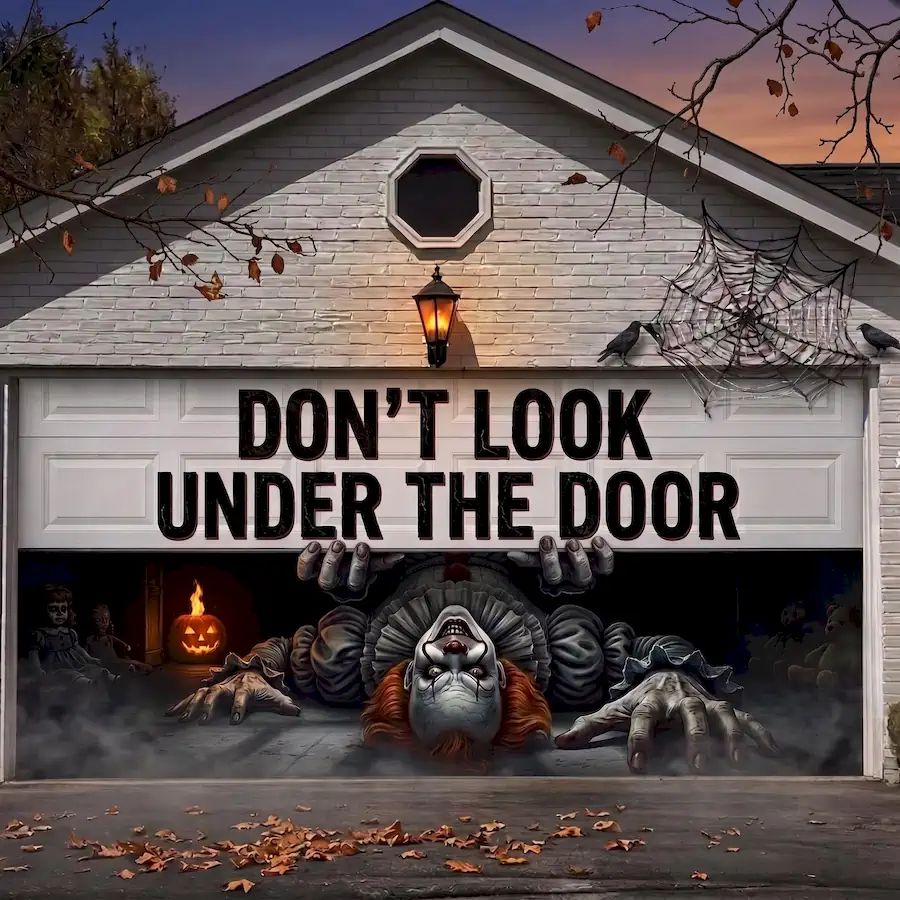 Pennywise IT Clown Under The Door Halloween Garage Door Banner