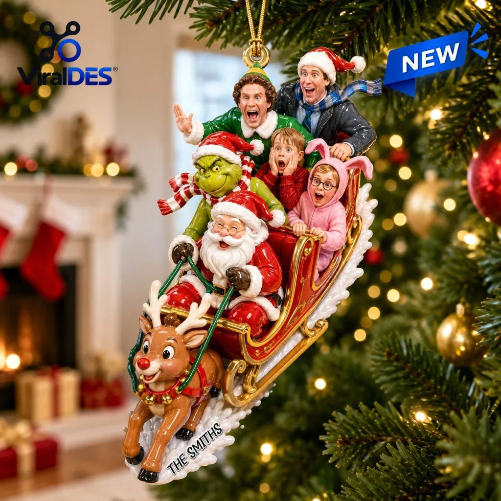 Personalized Movie Character Sleigh Christmas Ornament