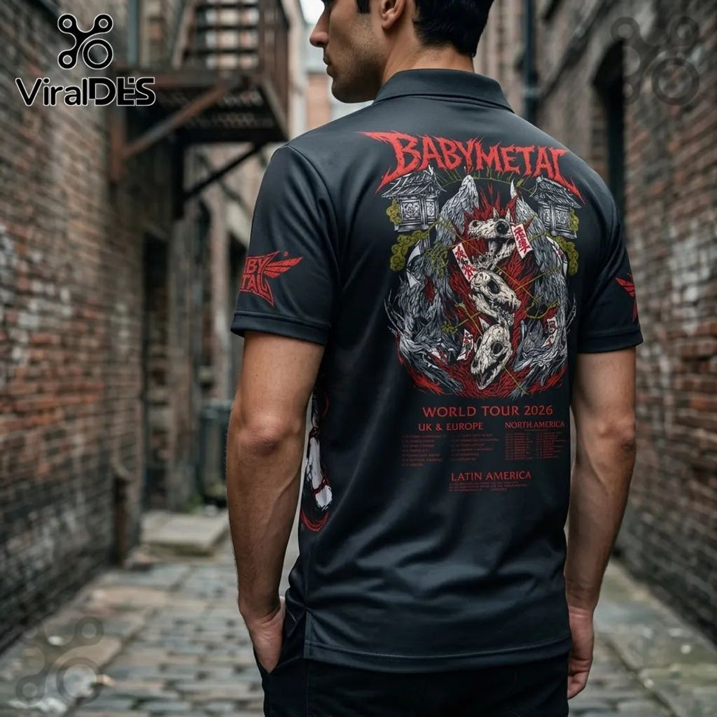 Babymetal World Tour 2026 Wolf Logo Polo Shirt