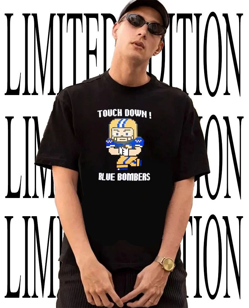 Winnipeg Blue Bombers Touch Down Pixel Football Player Retro Game shirt