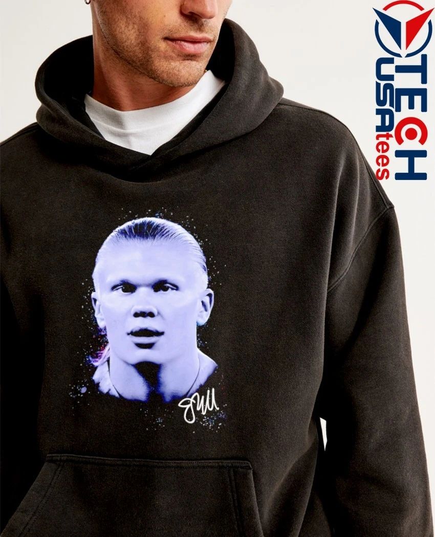 Erling Haaland Manchester City big head signature shirt