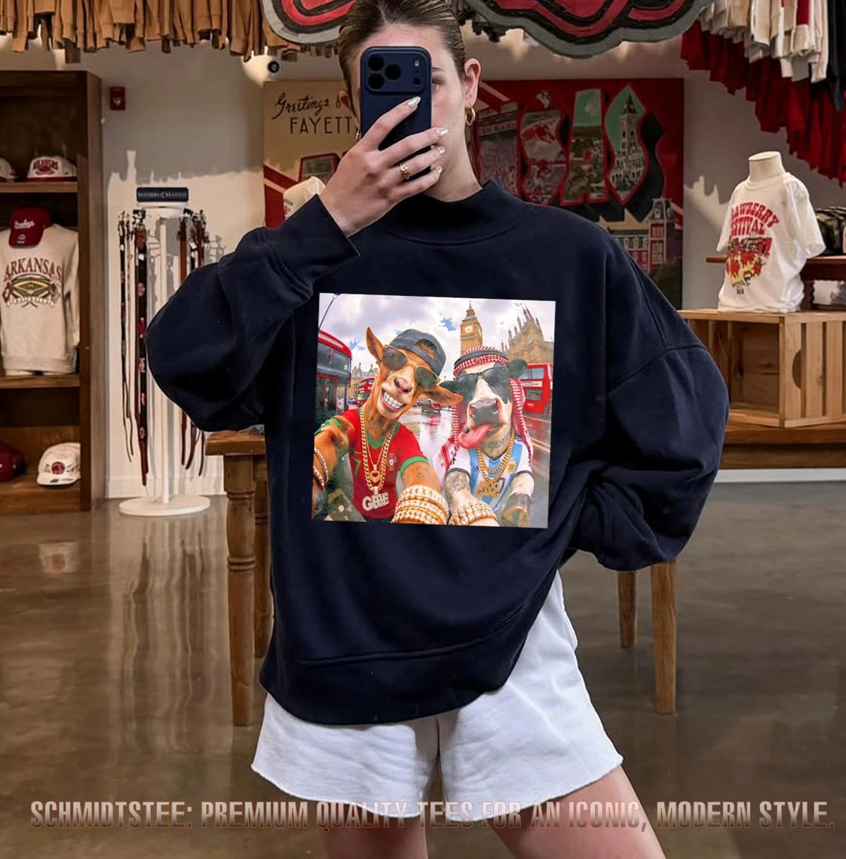 Portugal and Argentina Wacky Goat selfie at Big Ben funny shirt