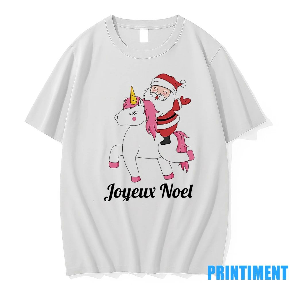 Santa Riding Unicorn Joyeux Noel Christmas Tshirts Sweater