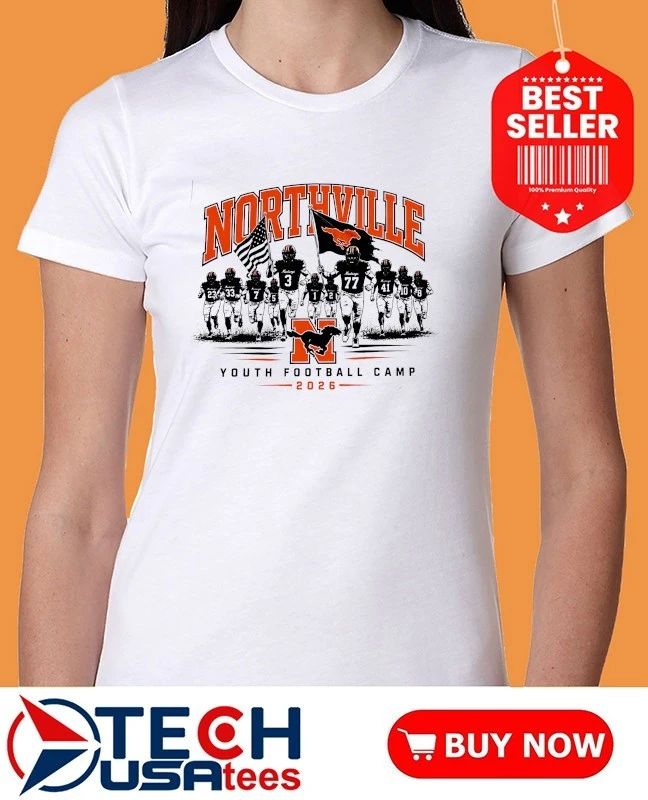 Northville Youth Football Camp 2026 players American flag shirt