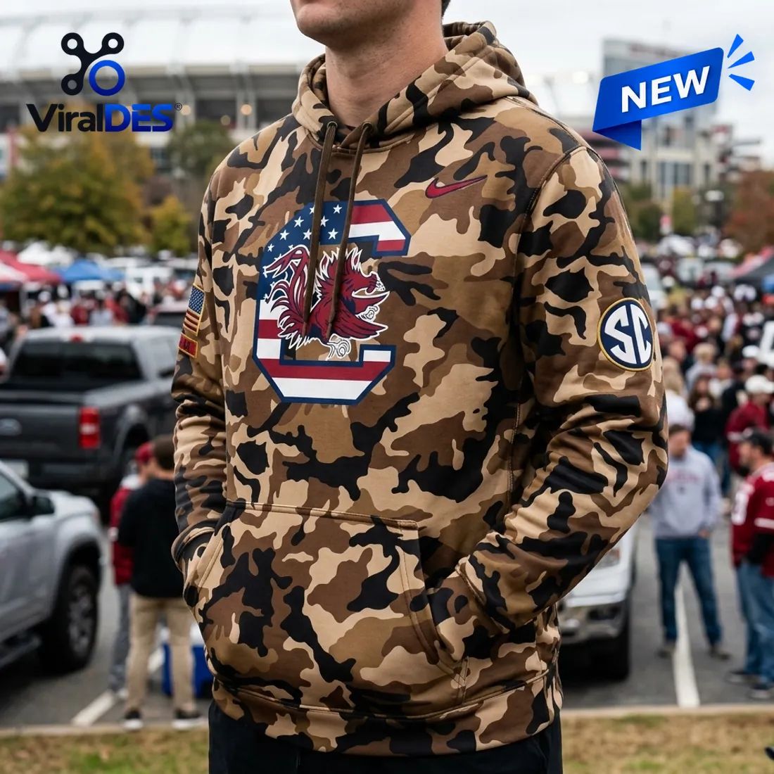 South Carolina Gamecocks Camo Military Appreciation Hoodie