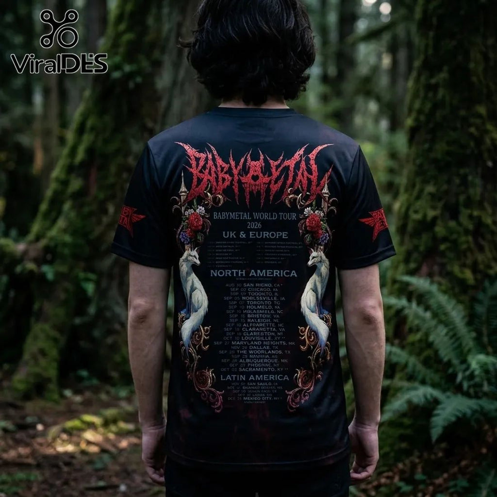 Babymetal World Tour 2026 Illustrated Black T-Shirt