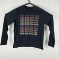 Well Worn Shirt Men Large Black Graphic Crew Neck Long Sleeve Stretch Distressed