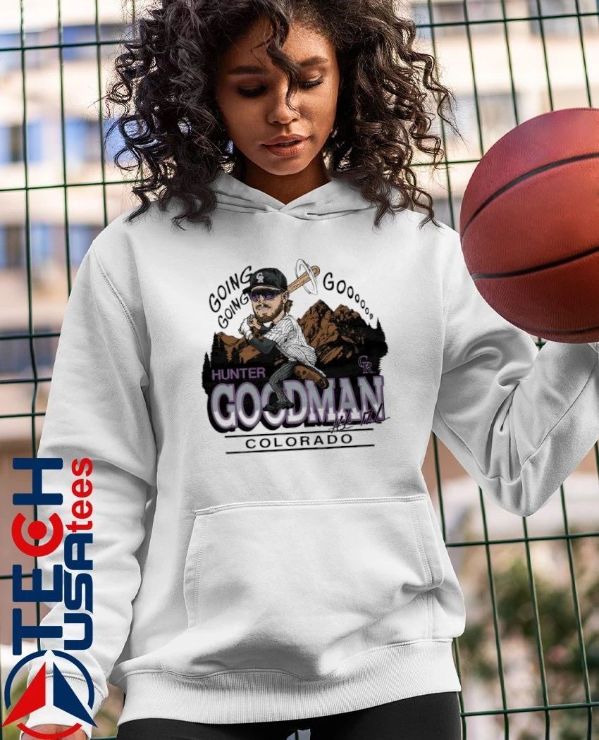 Colorado Rockies Hunter Goodman going going caricature signature shirt