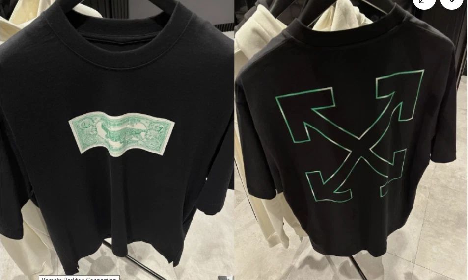 Off-White Money Graphic Arrows Logo Black Streetwear Tee S-5XL