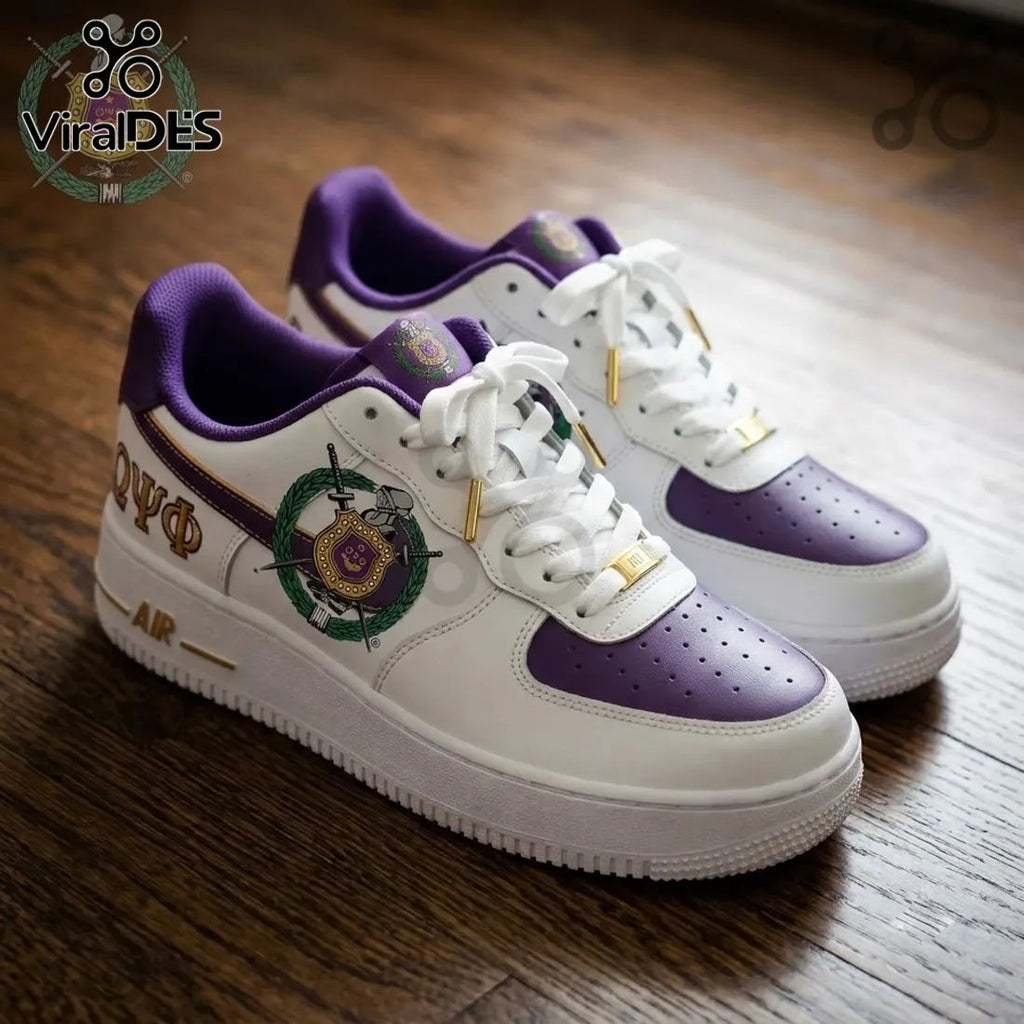 Custom Omega Psi Phi Purple Air Force 1 Sneakers