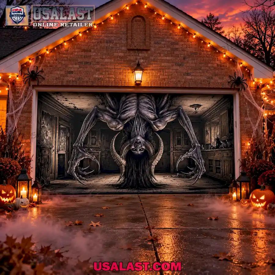 Demonic Spider Lair Halloween Garage Door Banner