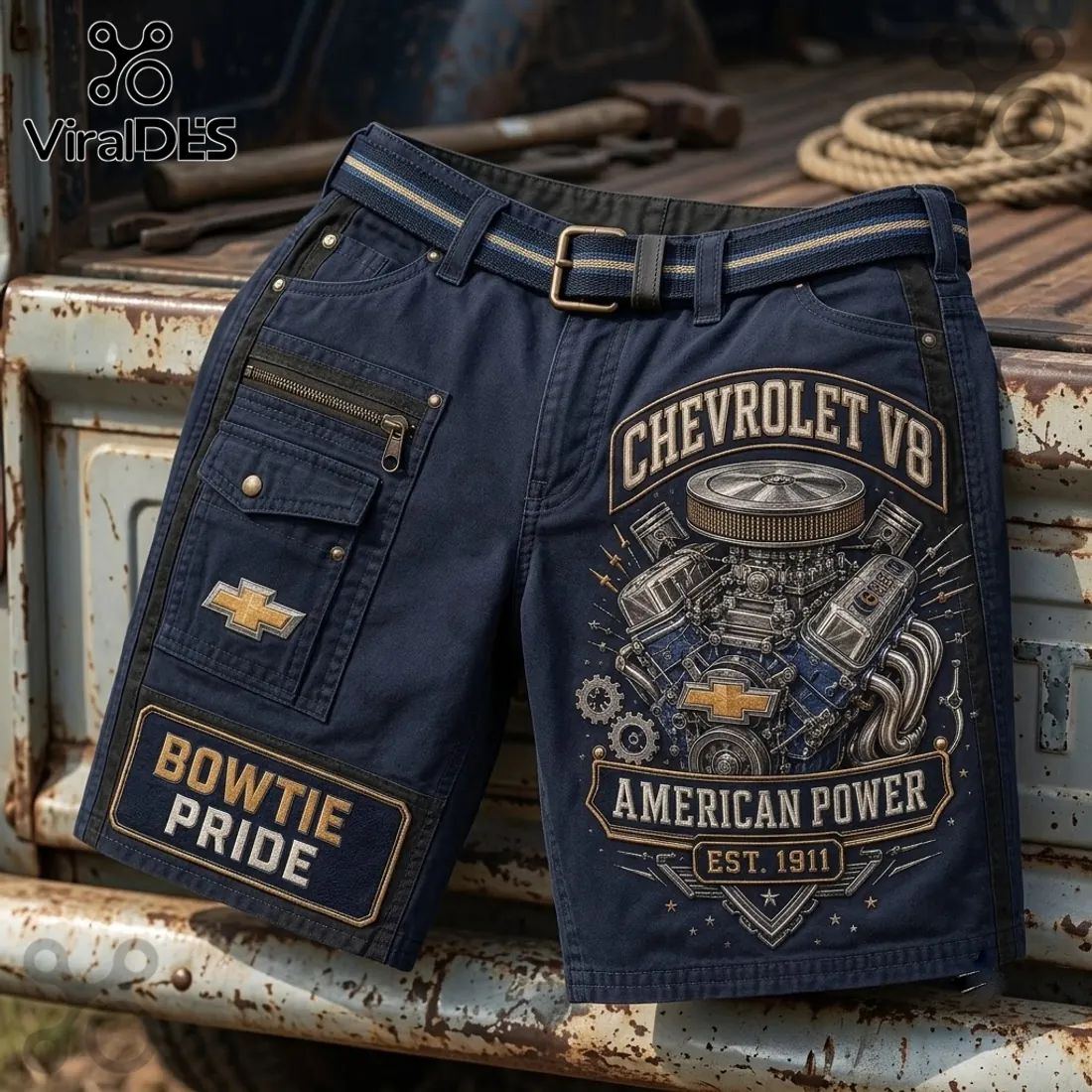 Chevrolet Bowtie Pride Vintage Engine Utility Shorts