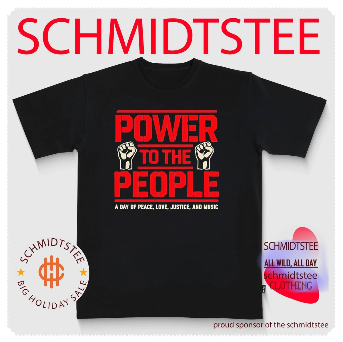 Tom Morello with Power to the People a day of peace love justice and music shirt