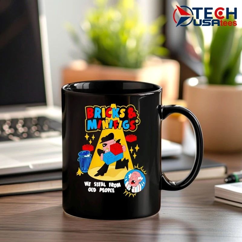 Robber Bricks and Minifigs we steal from old people spotlight scene shirt