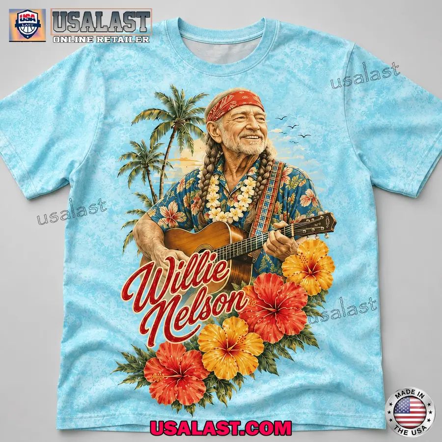 Willie Nelson Hibiscus Tropical Vibes 3D T-Shirt