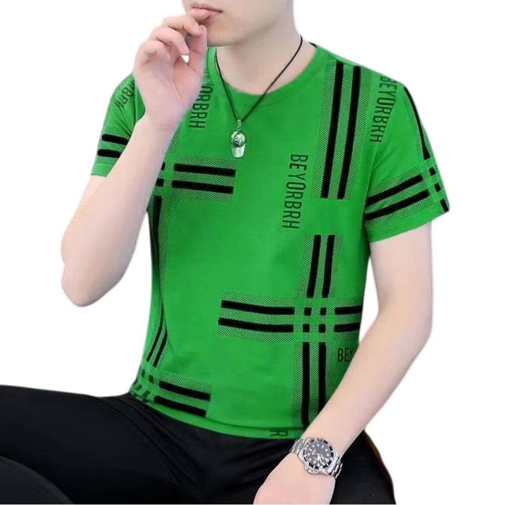 Mens Slim Fit Half Sleeve Shirt Polyester Fabric Trendy Printed for Year Round