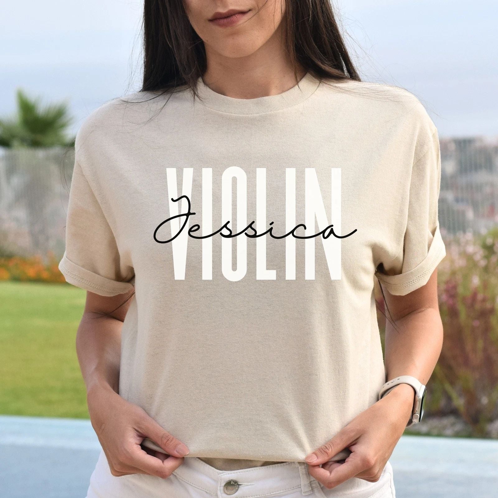 Personalized Violin T-shirt gift Custom name Orchestra Violin player Unisex Tee