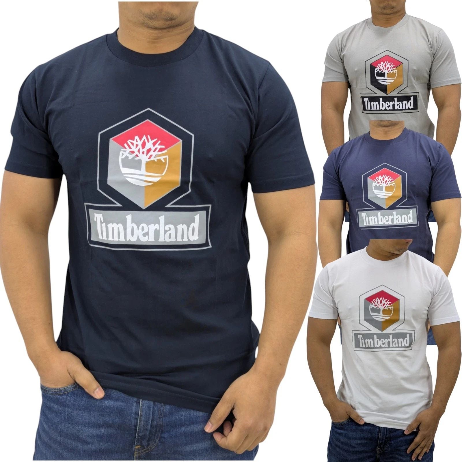 Timberland Mens T Shirt Pullover Crew Neck Top Summer Cotton Casual Tee S-2XL