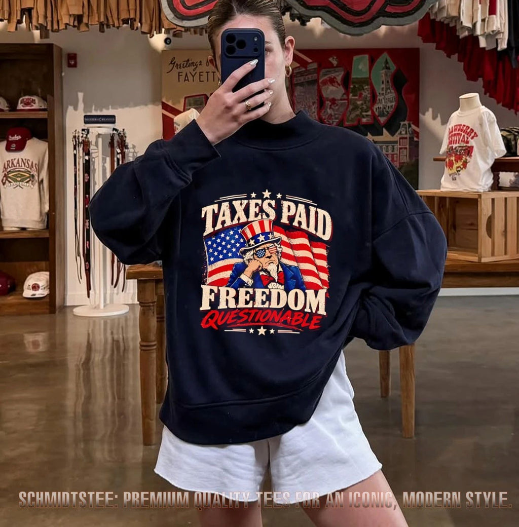 Taxes Paid Freedom Questionable USA flag shirt