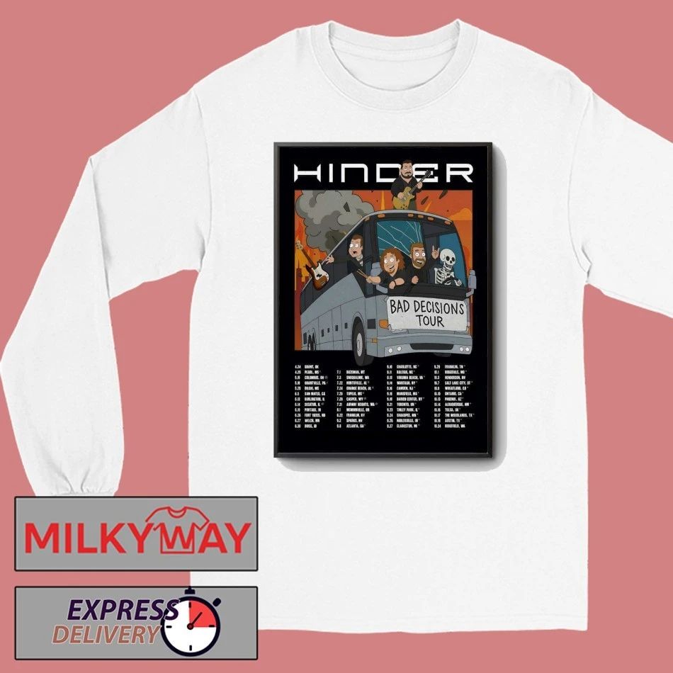Hinder Bad Decisions Tour 2026 Poster Limited shirt