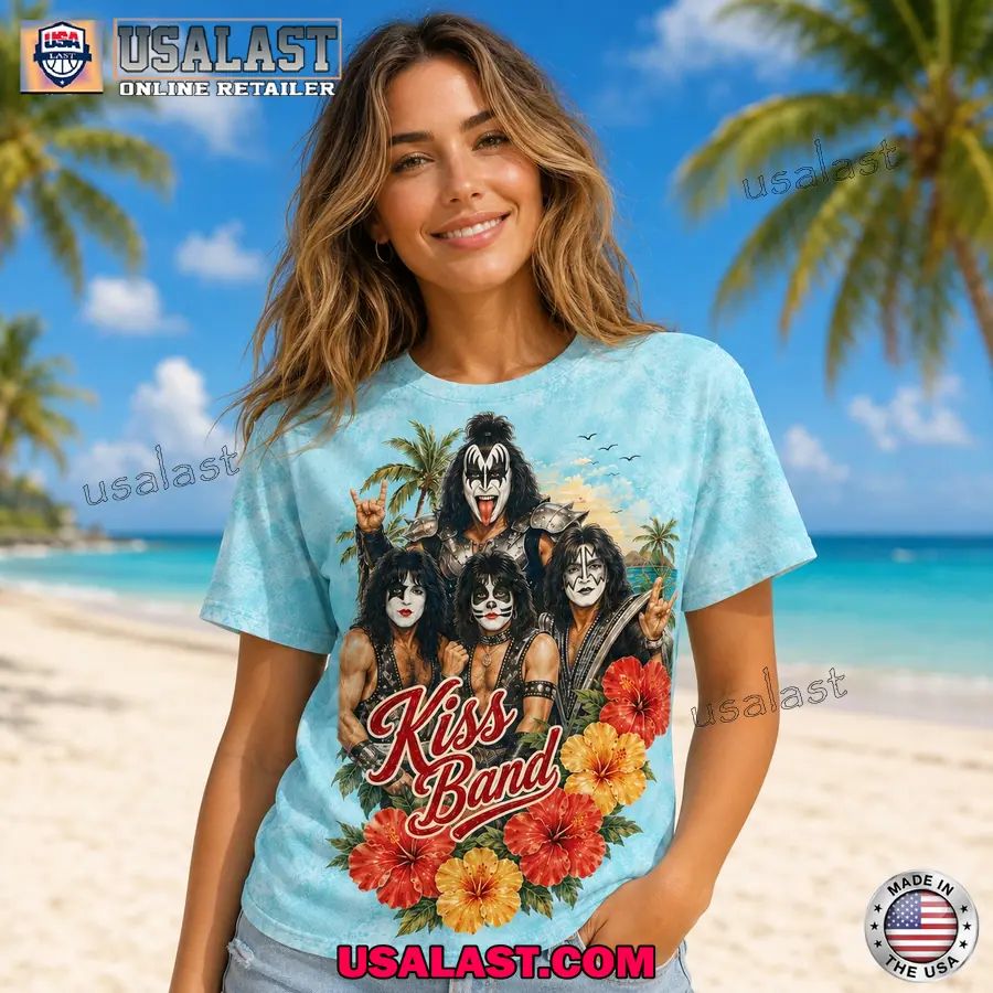 Kiss Band Hawaiian Vibes 3D T-Shirt