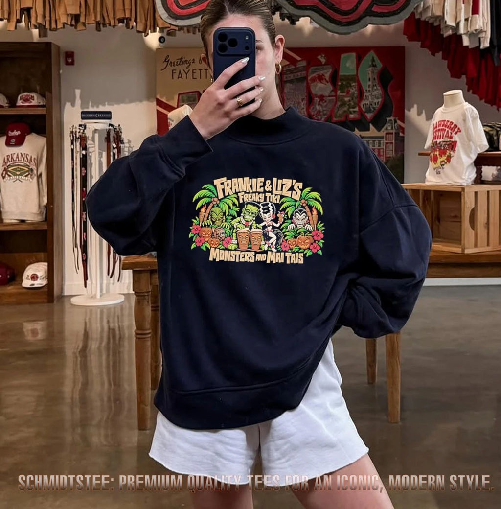 Frankie and Liz Monsters and Mai Tais Halloween 2026 shirt