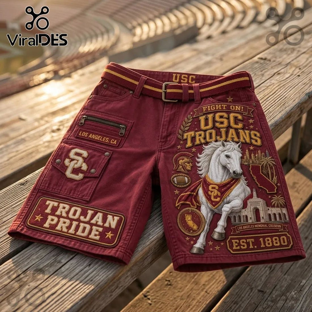 USC Trojans Red Mascot Cargo Casual Shorts