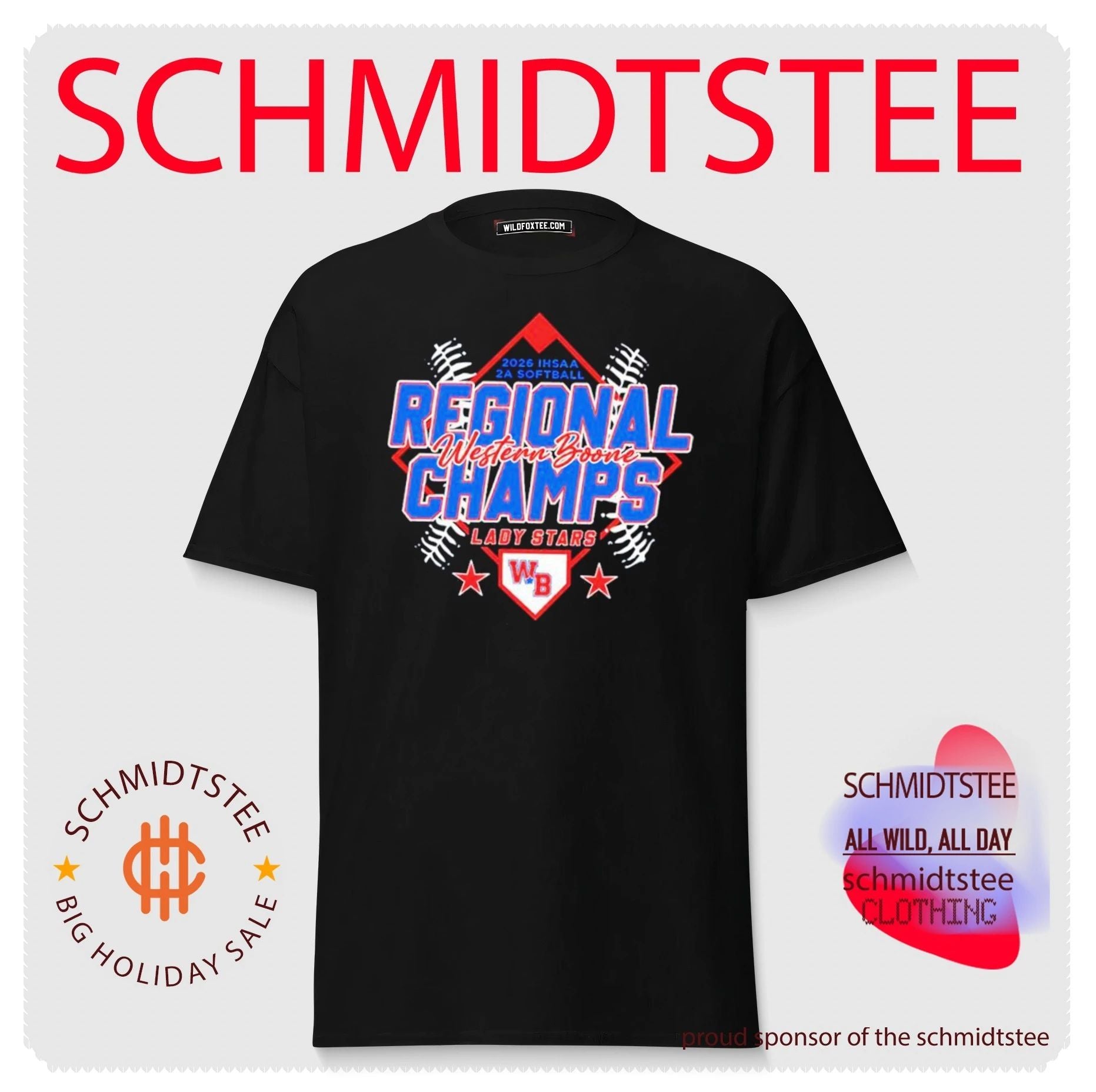 Western Boone Lady Stars 2026 IHSAA 2A Softball Regional Champs shirt