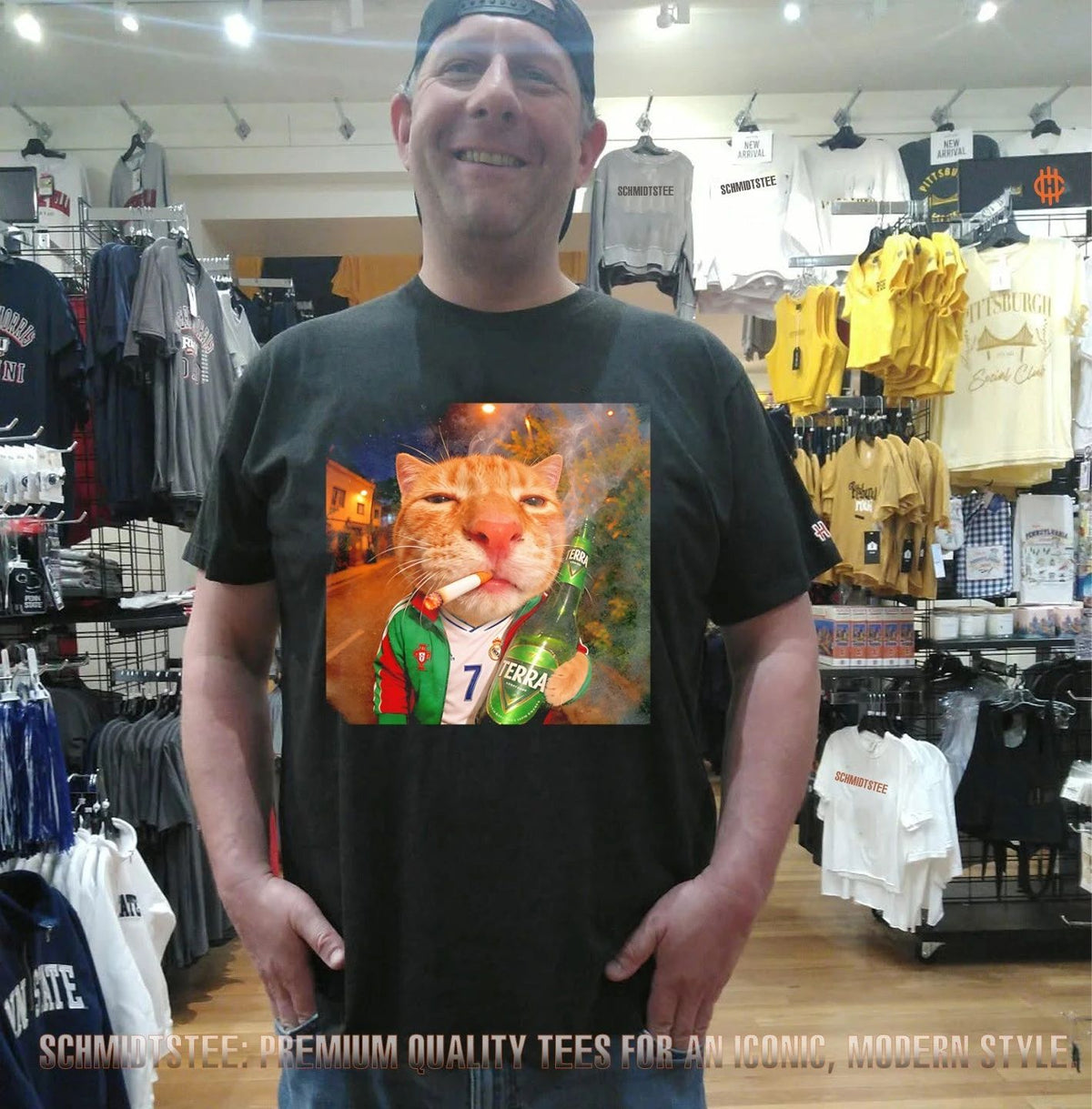 Real Madrid number 7 badass cat that smoking and drinking beer on street shirt