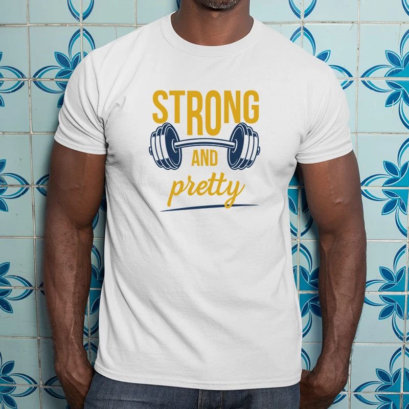 Strong And Pretty Gym T-Shirt Weight Training Fitness Workout Lovers Gift
