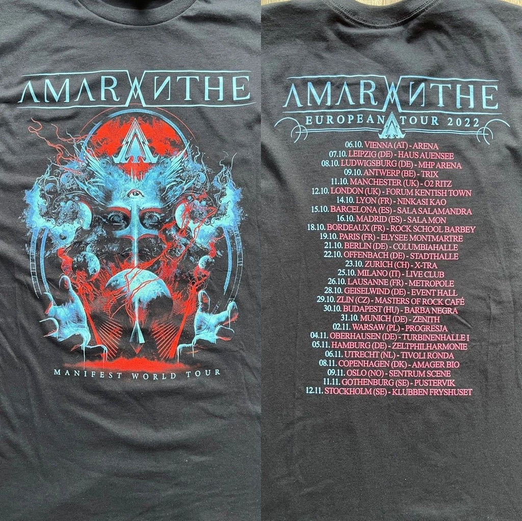 2 sides 2022 Concert Amaranthe Band Shirt Classic Black Unisex S-5XL 1S0300