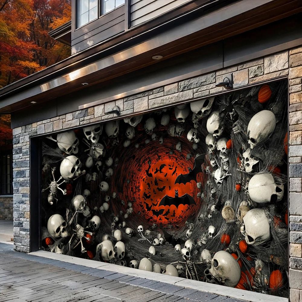 Haunted Skull Vortex Halloween Garage Door Banner