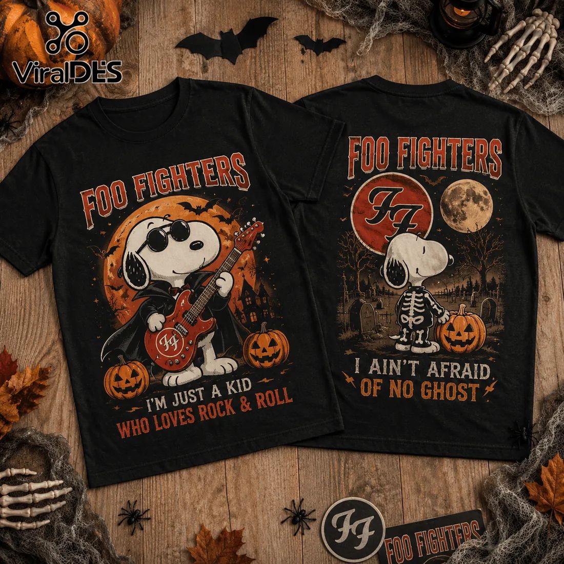 Foo Fighters x Snoopy Halloween Black T-Shirt