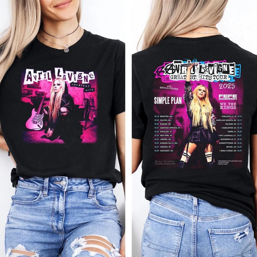 Avril Lavigne Cotton T-Shirt Graphic Tee Greatest Hits Cotton T shirt