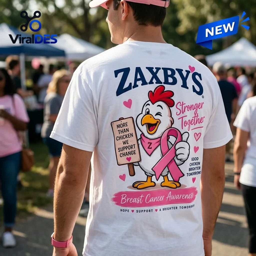 Zaxby’s Breast Cancer Awareness Pink Ribbon White Shirt