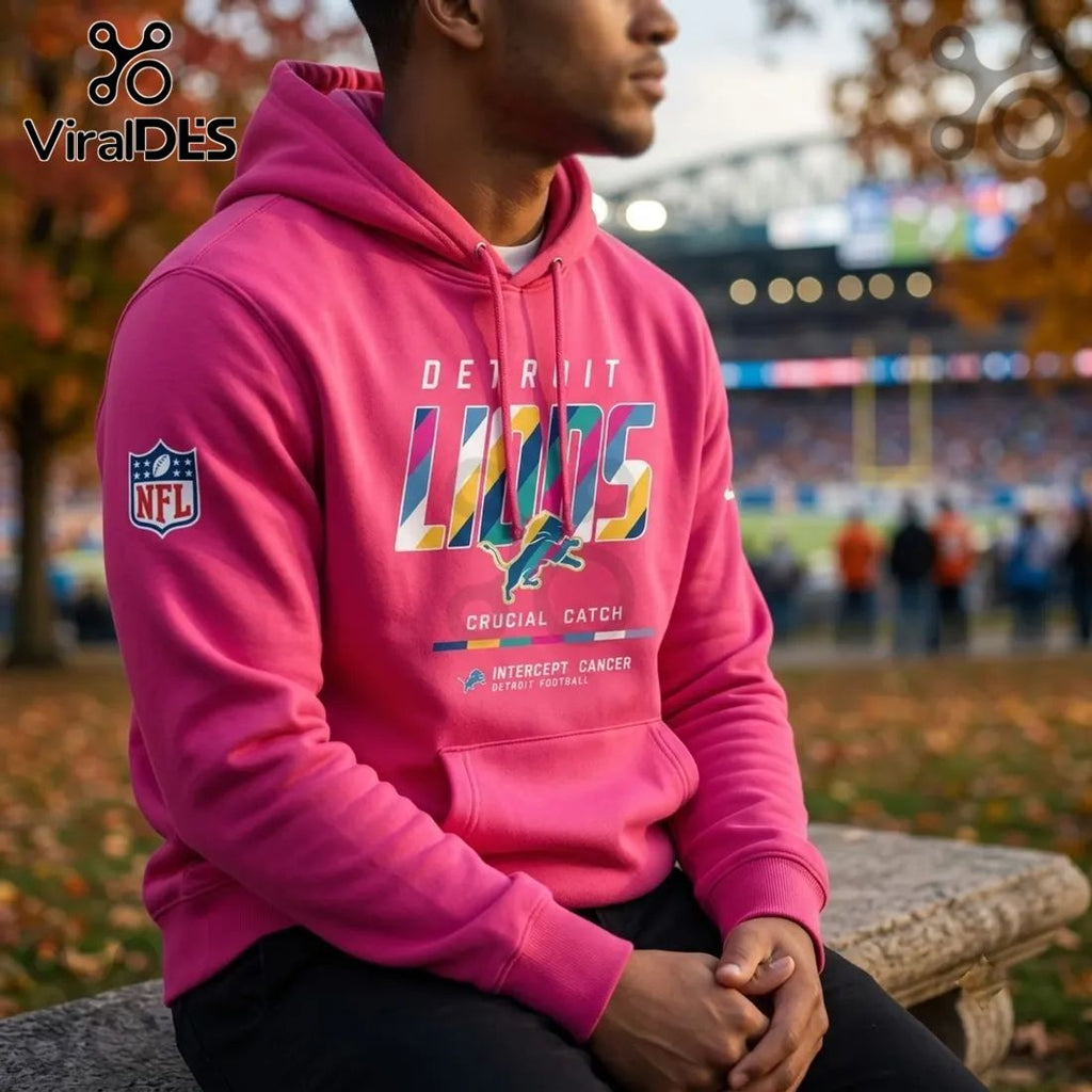 Detroit Lions 2026 Crucial Catch Pink Hoodie