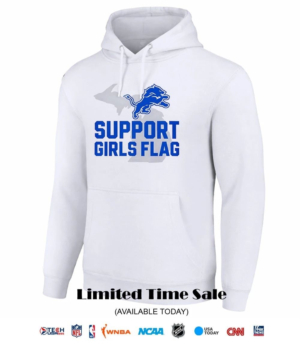 Detroit Lions support girls flag shirt