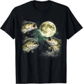 Bass Fish Howling to The Moon Vintage Angler Fisherman T-Shirt