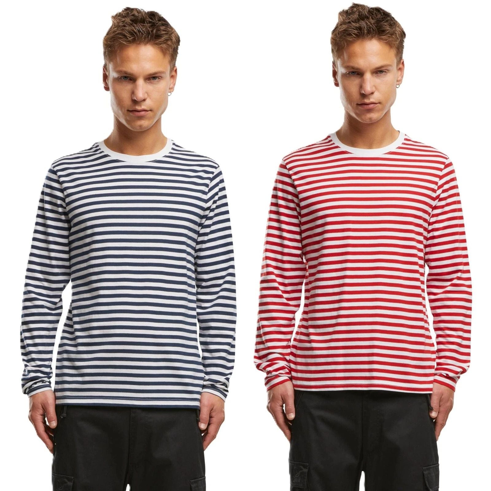 Brandit jersey shirt stripe long sleeve men's long sleeve shirt striped cotton