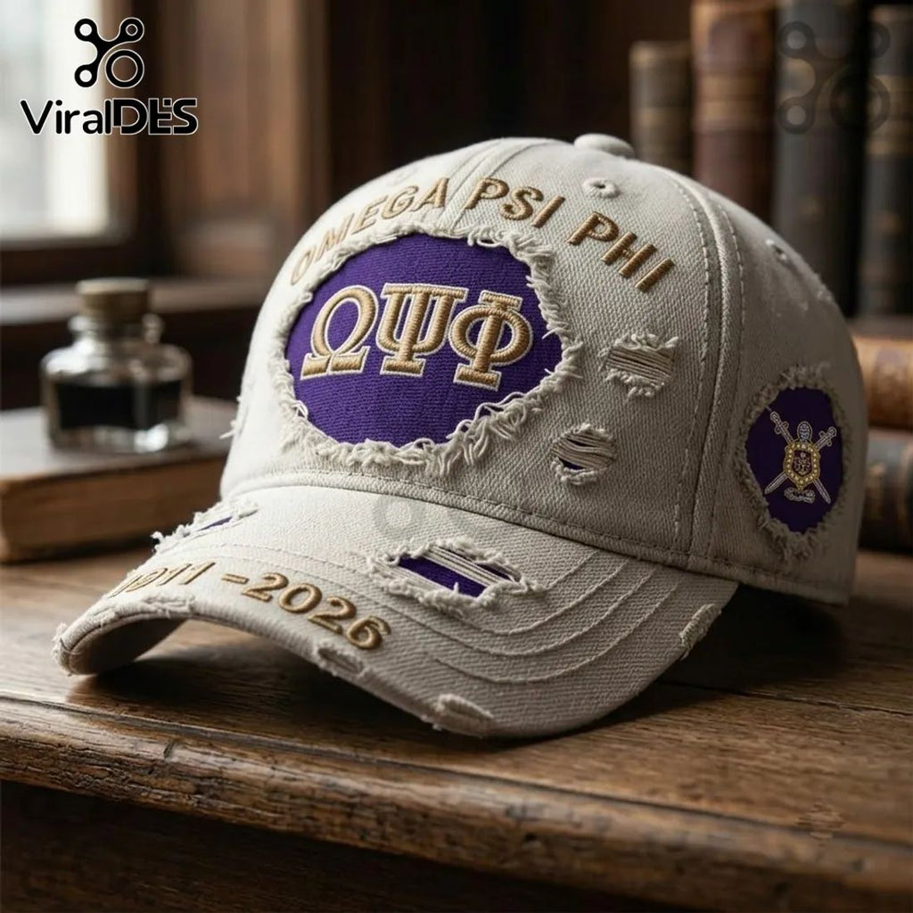 Omega Psi Phi 1911-2026 Distressed Baseball Cap